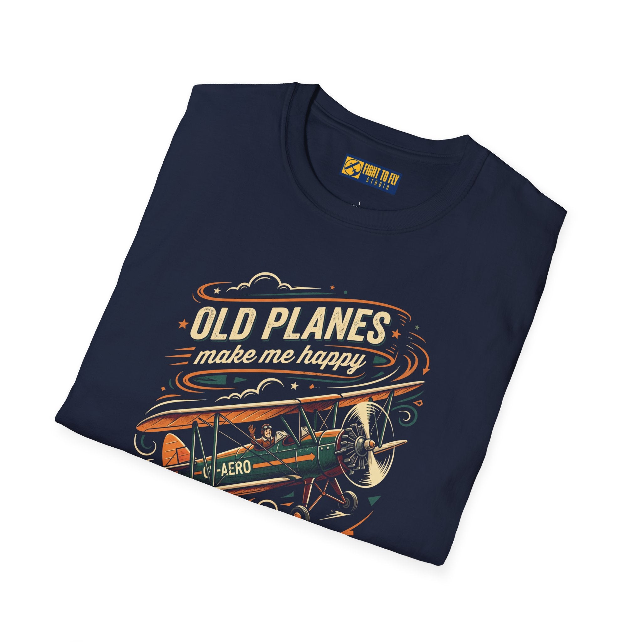 Old Planes Make Me Happy Vintage Aviation Tee