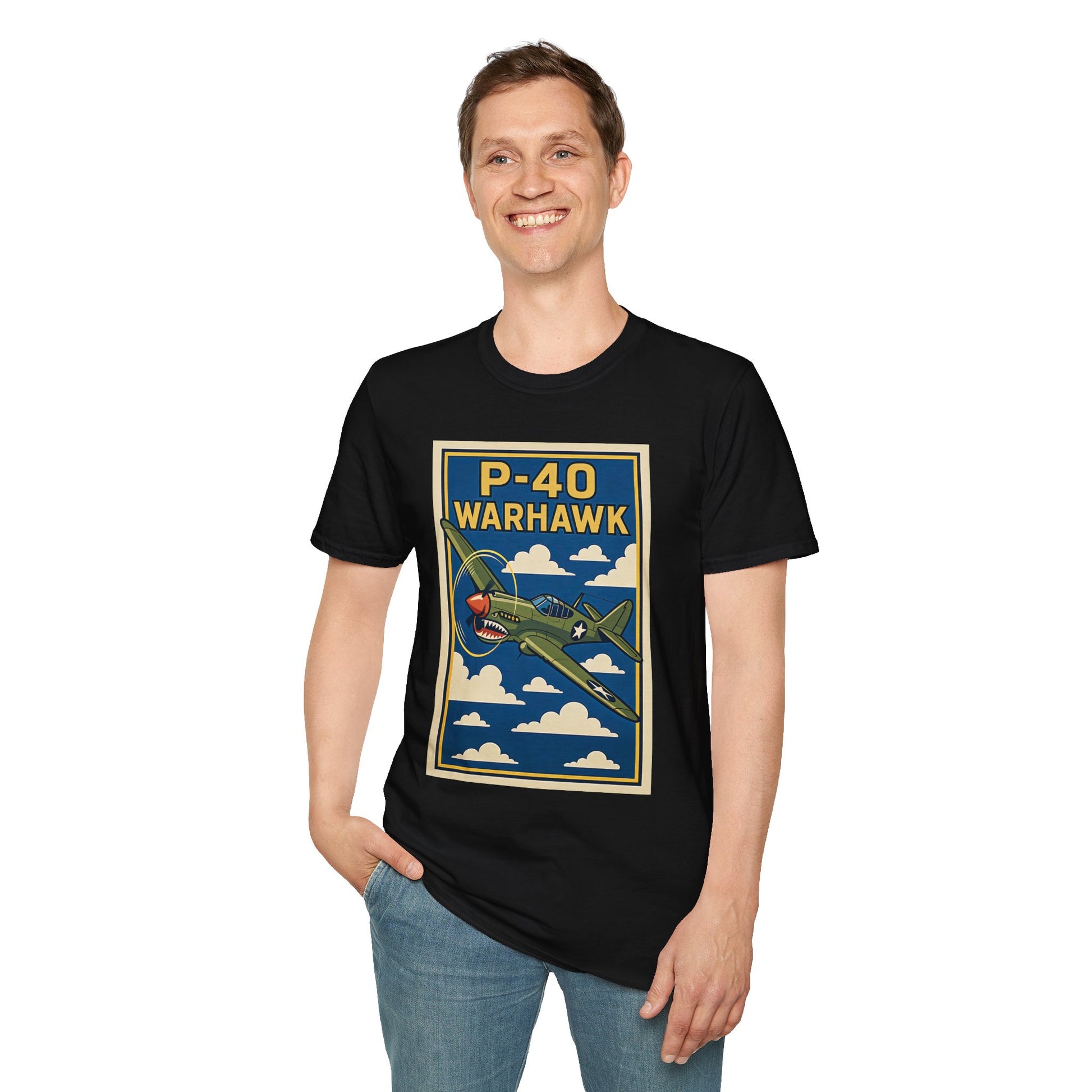 P-40 Premium T-Shirt – Iconic WWII Fighter Full Graphic Aviation Tee - Pilot gifts - warbird t-shirt