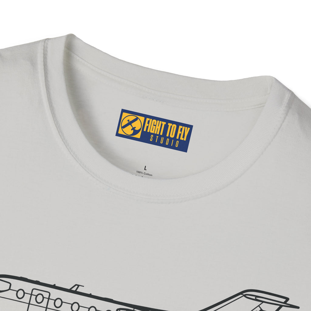 Hawker 400 T-Shirt – Hawker 400 Light Business Jet Side Profile Aviation Tee