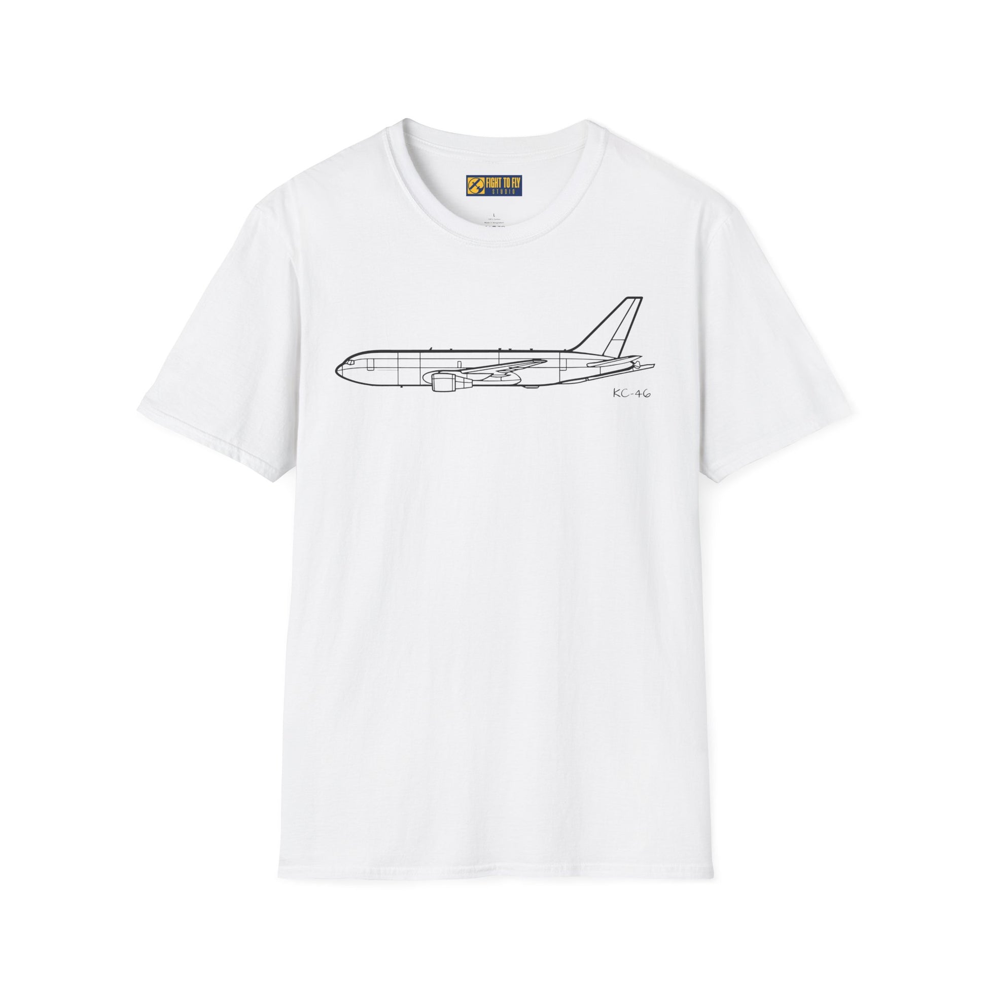 KC-46 T-Shirt – KC-46 Pegasus Tanker Aircraft Side Profile Aviation Tee