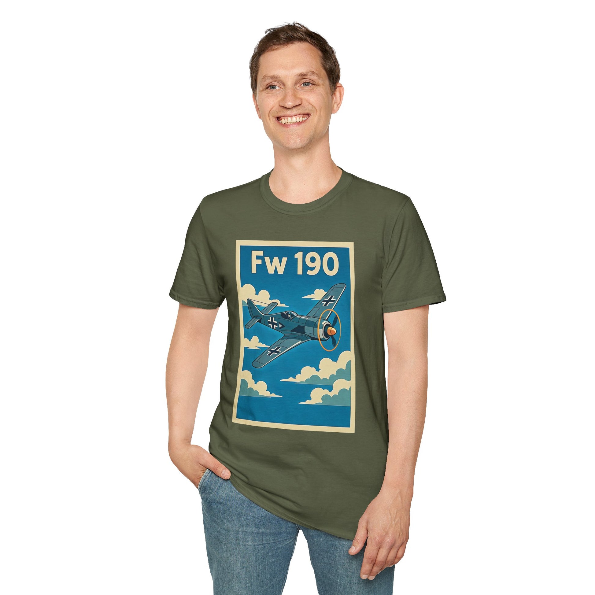 Fw 190 Premium T-Shirt – Focke-Wulf Fighter Full Graphic WWII Aviation Tee - Pilot gifts - warbird t-shirt