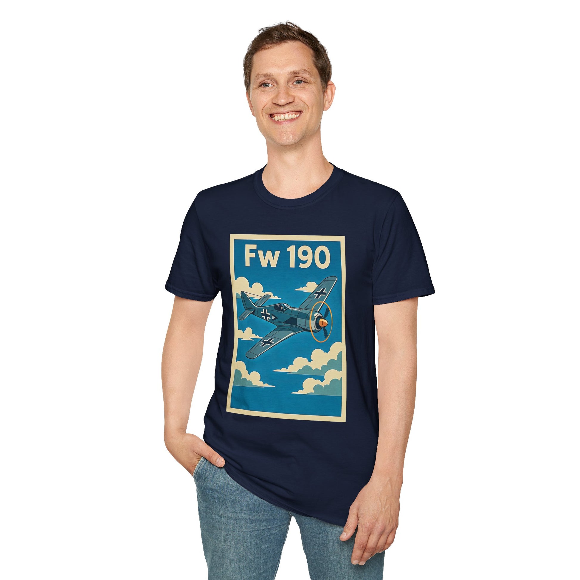 Fw 190 Premium T-Shirt – Focke-Wulf Fighter Full Graphic WWII Aviation Tee - Pilot gifts - warbird t-shirt