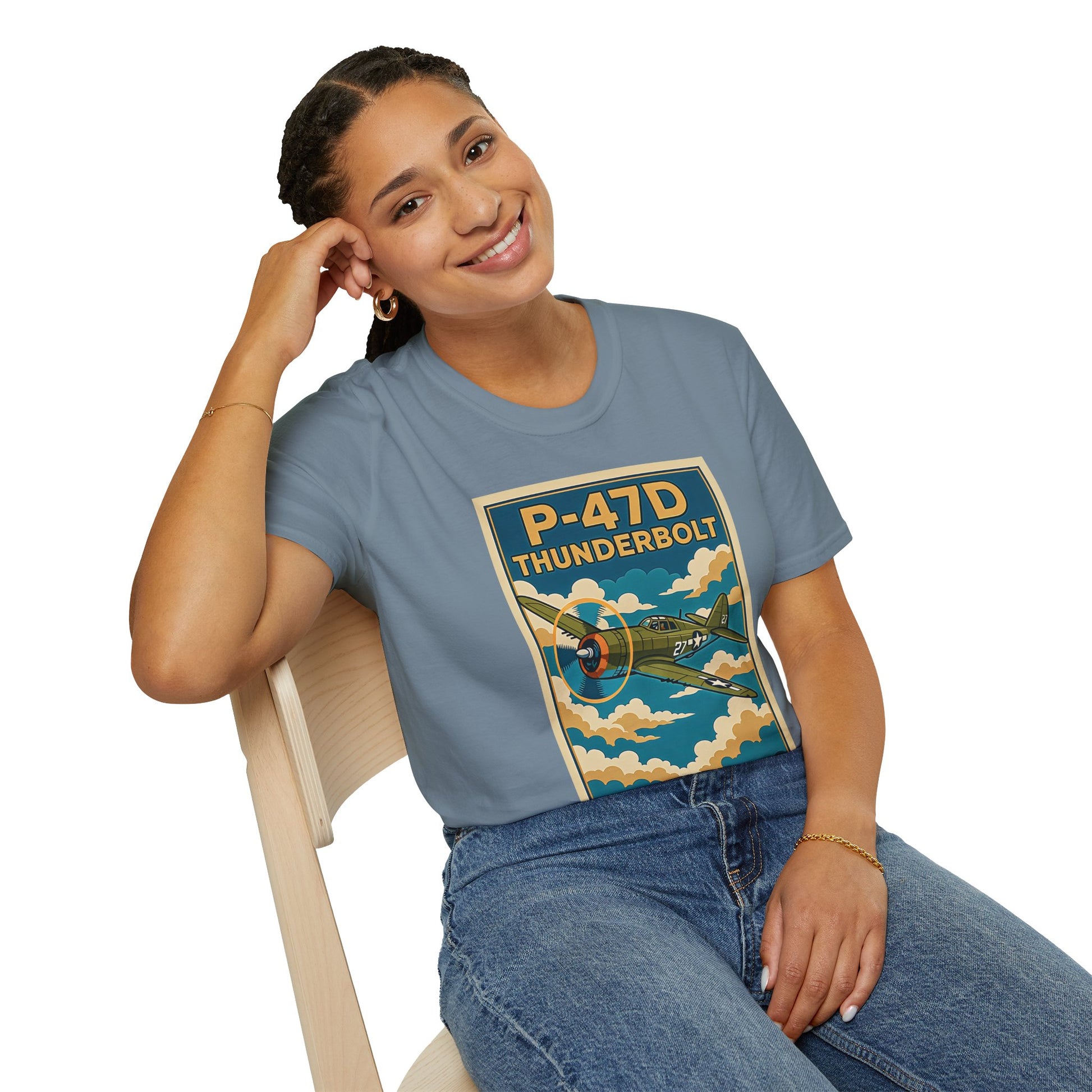 P-47D Premium T-Shirt – Thunderbolt WWII Fighter Full Graphic Aviation Tee - Pilot gifts - warbird t-shirt