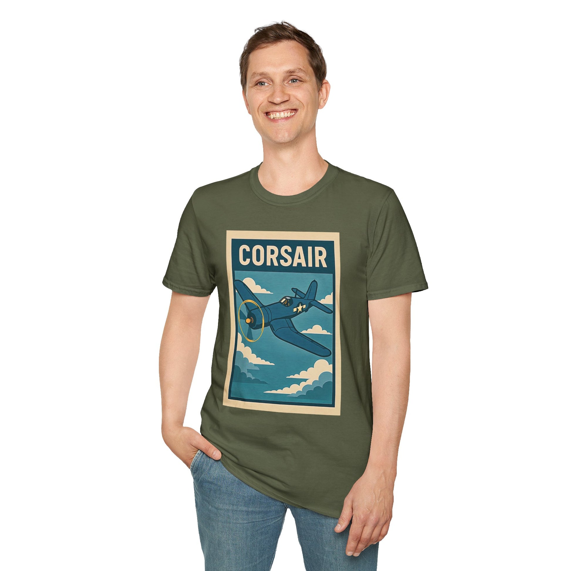 F4U Corsair Premium T-Shirt – Bent-Wing Fighter Full Graphic WWII Aviation Tee - Pilot gifts - warbird t-shirt