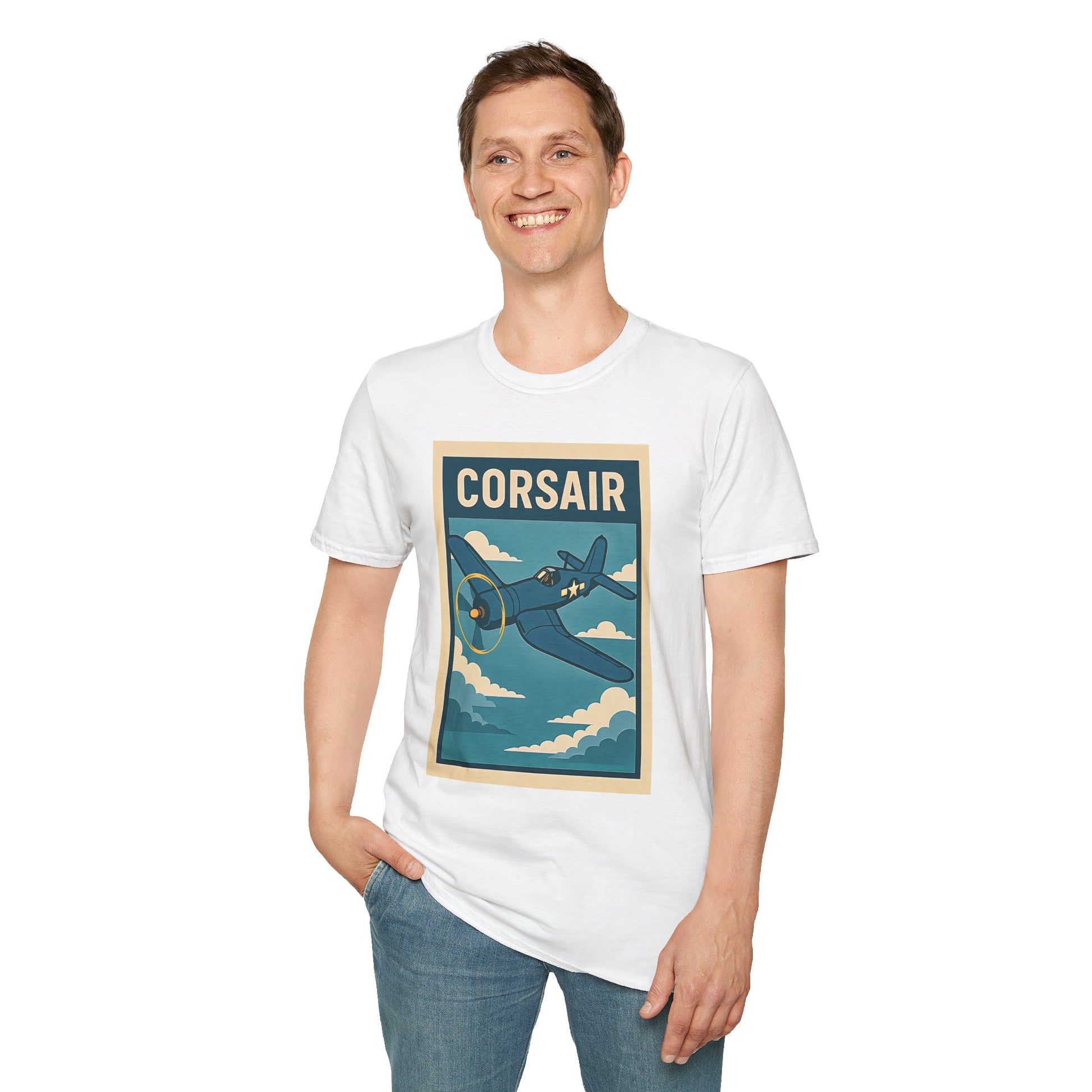 F4U Corsair Premium T-Shirt – Bent-Wing Fighter Full Graphic WWII Aviation Tee - Pilot gifts - warbird t-shirt