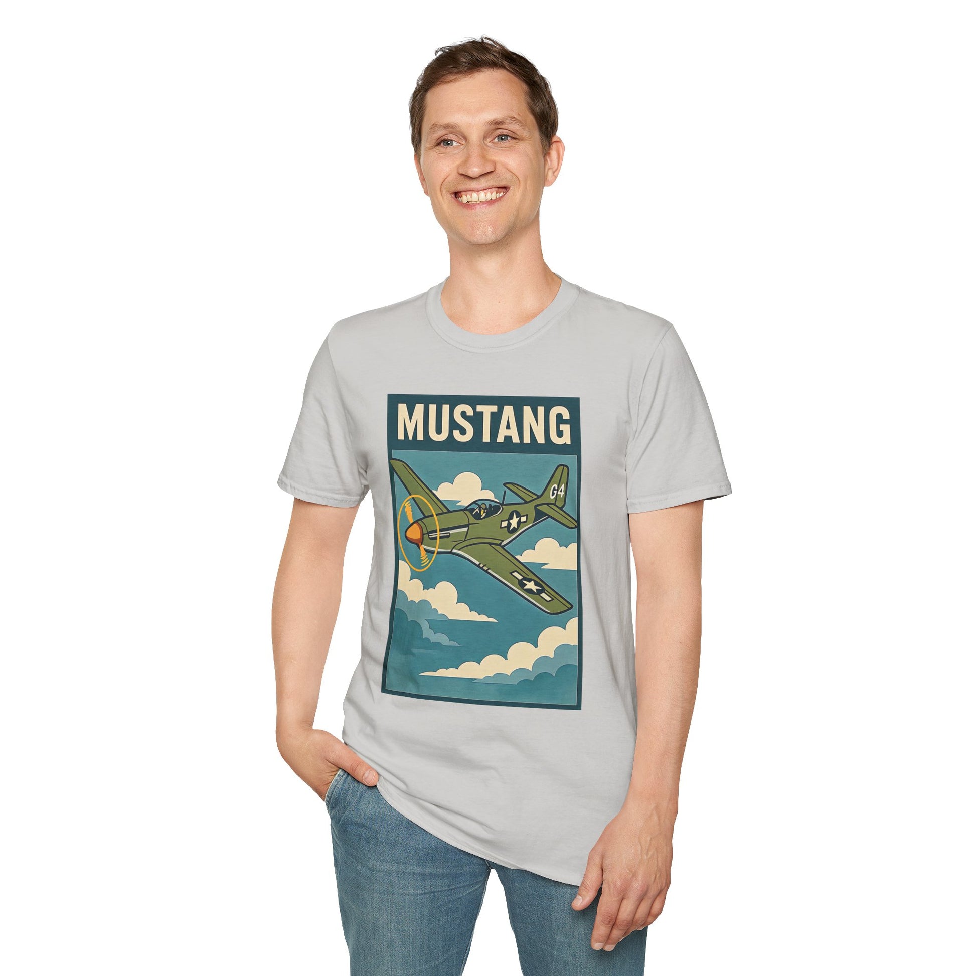 Mustang Premium T-Shirt – Long-Range Escort Fighter Full Graphic WWII Tee - Pilot gifts - warbird t-shirt