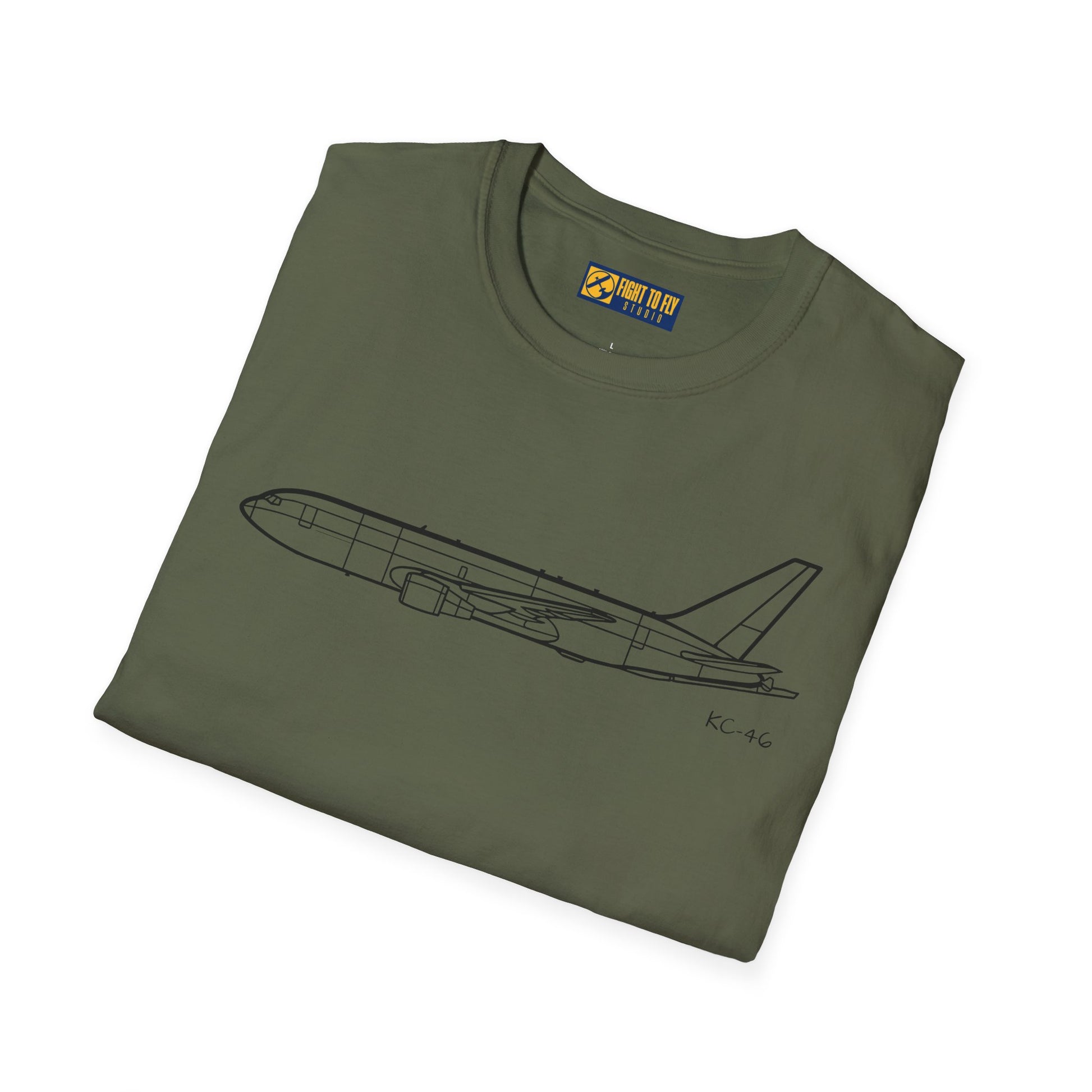 KC-46 T-Shirt – KC-46 Pegasus Tanker Aircraft Side Profile Aviation Tee