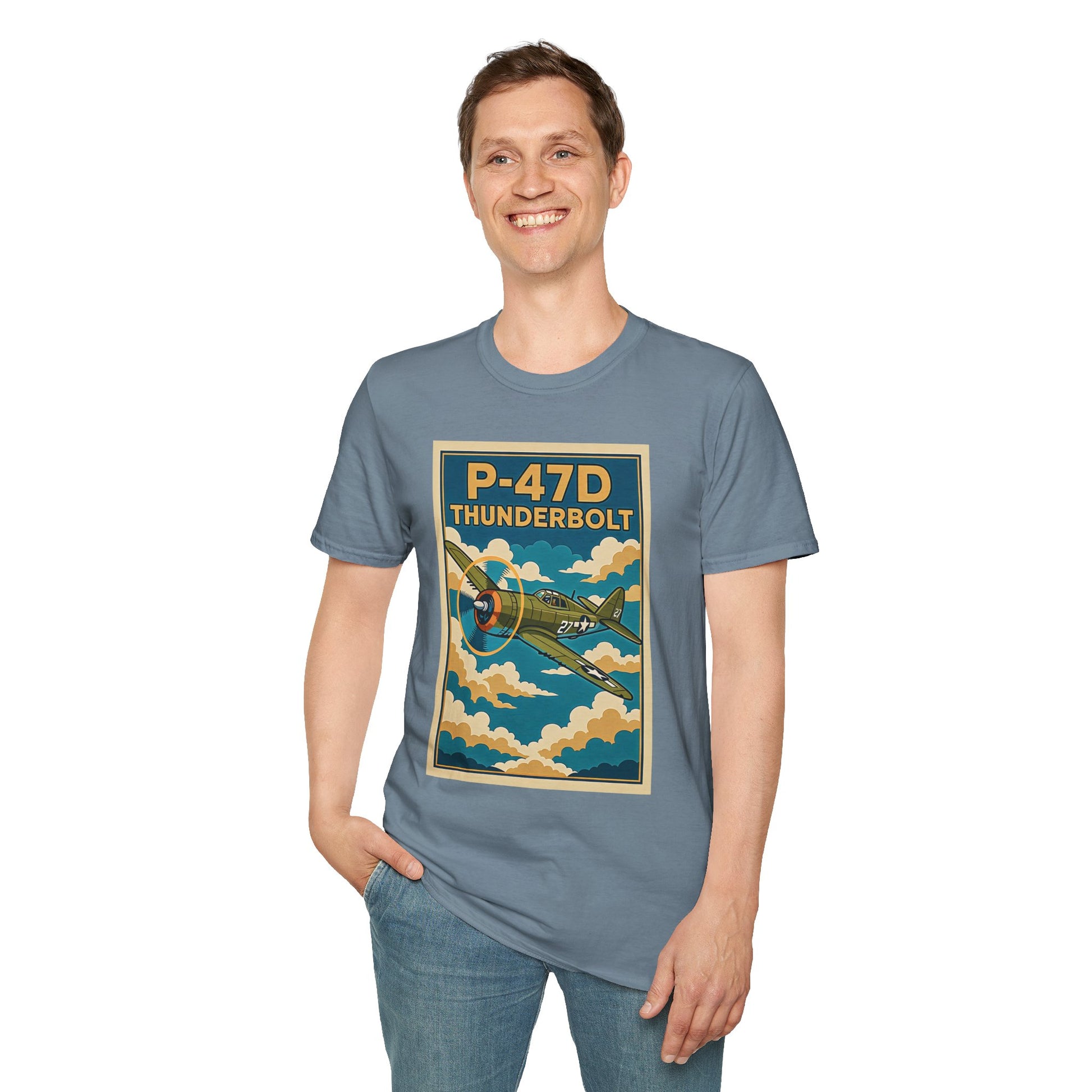 P-47D Premium T-Shirt – Thunderbolt WWII Fighter Full Graphic Aviation Tee - Pilot gifts - warbird t-shirt