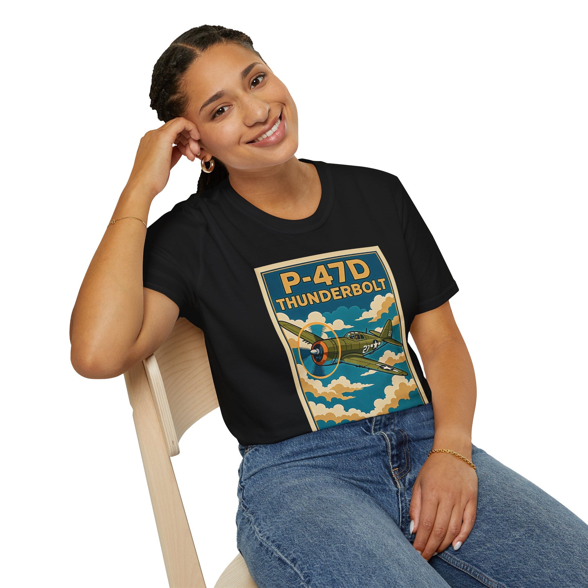 P-47D Premium T-Shirt – Thunderbolt WWII Fighter Full Graphic Aviation Tee - Pilot gifts - warbird t-shirt
