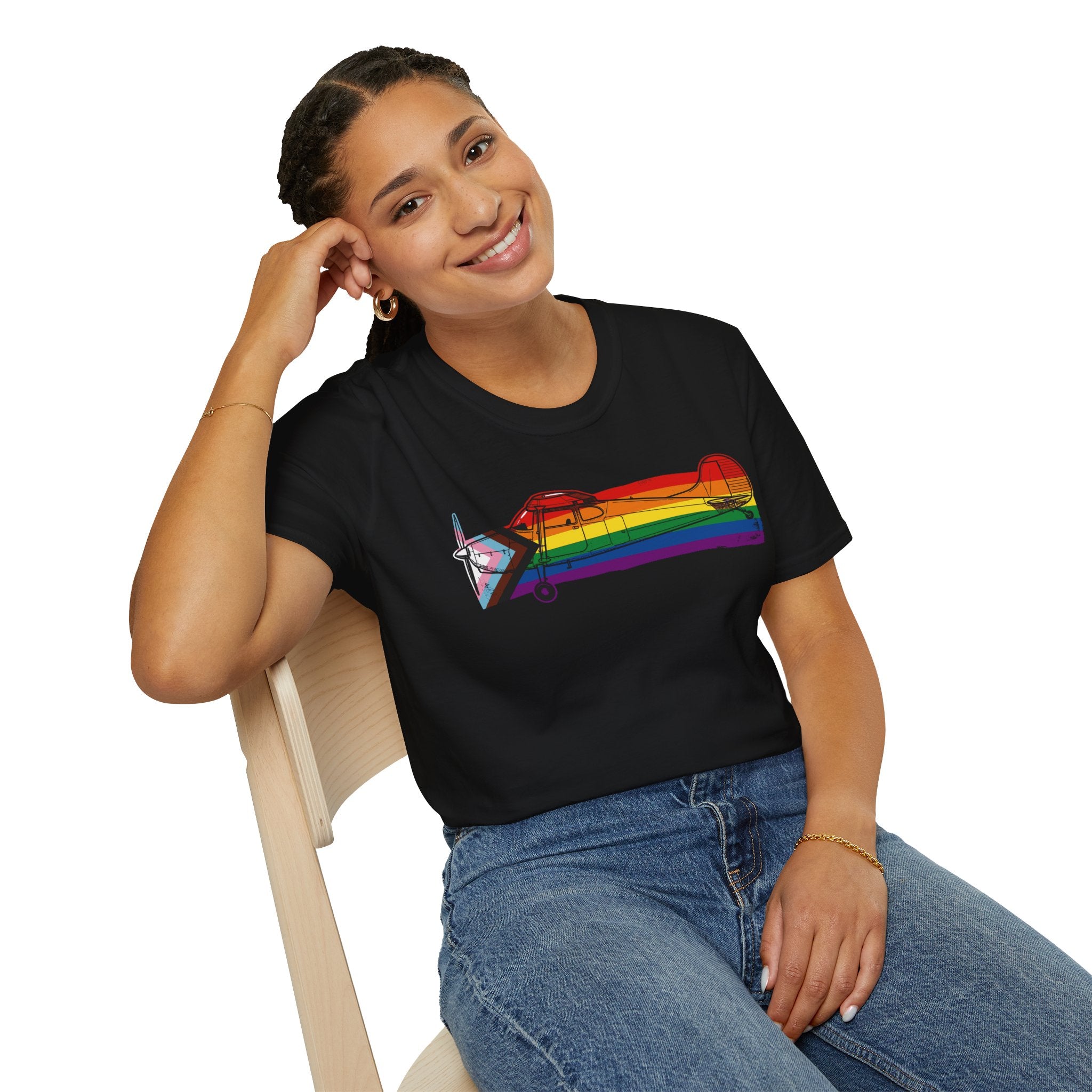 Title Cessna 170 Progress Pride Vintage Airplane Ribbo T-Shirt