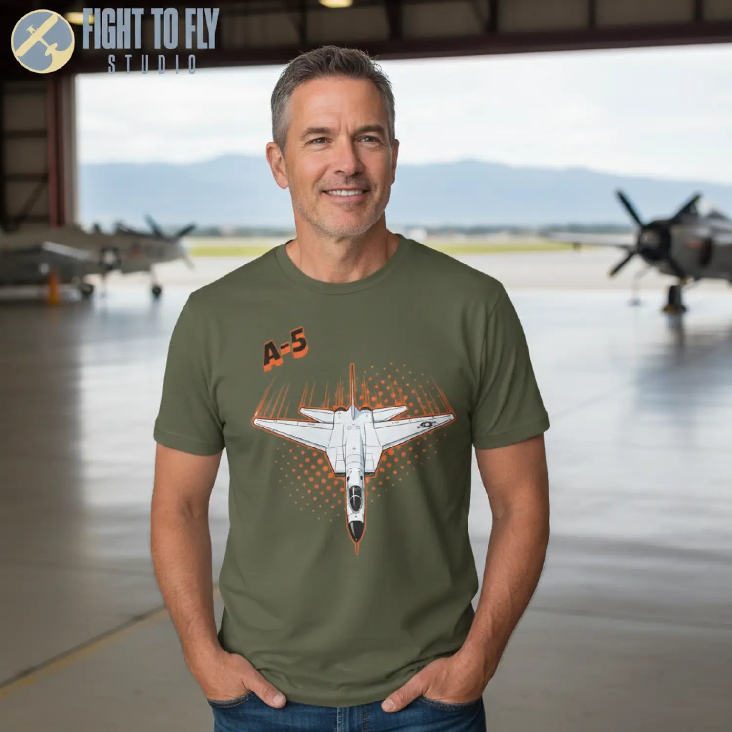 A-5 Vigilante Comic Style T-Shirt - Pilot gifts - WWII warbird t-shirt