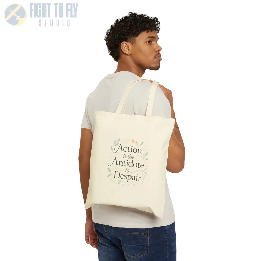 Action Is the Antidote to Despair Cotton Canvas Tote Bag - Bags - Pilot gifts - WWII warbird t-shirt