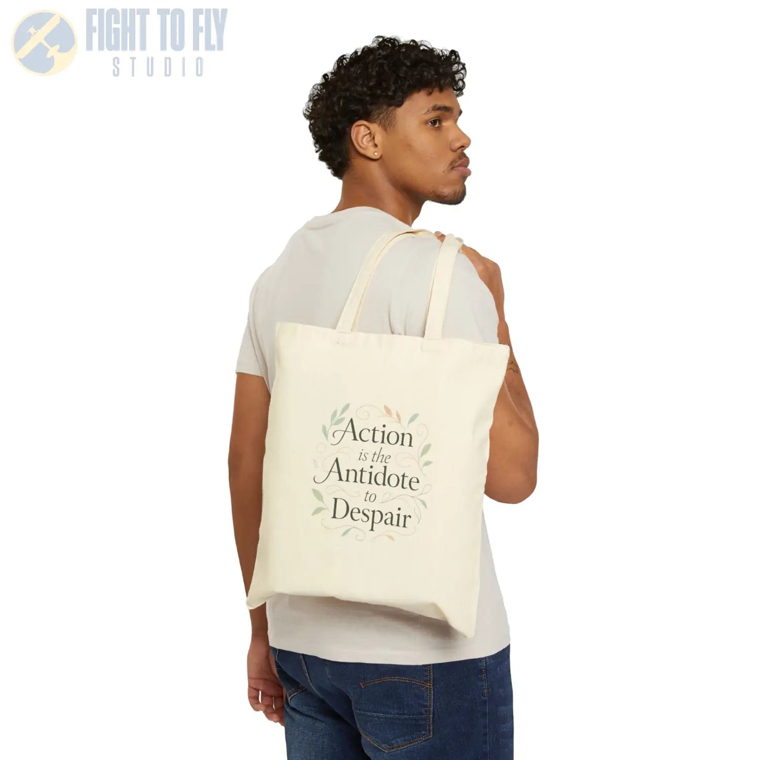 Action Is the Antidote to Despair Cotton Canvas Tote Bag - Bags - Pilot gifts - WWII warbird t-shirt