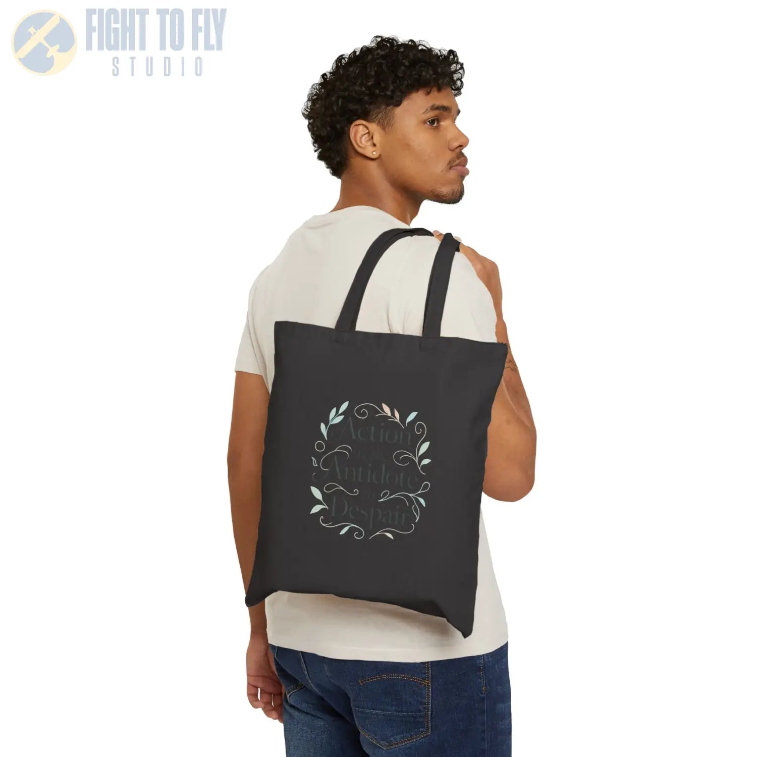 Action Is the Antidote to Despair Cotton Canvas Tote Bag - Bags - Pilot gifts - WWII warbird t-shirt