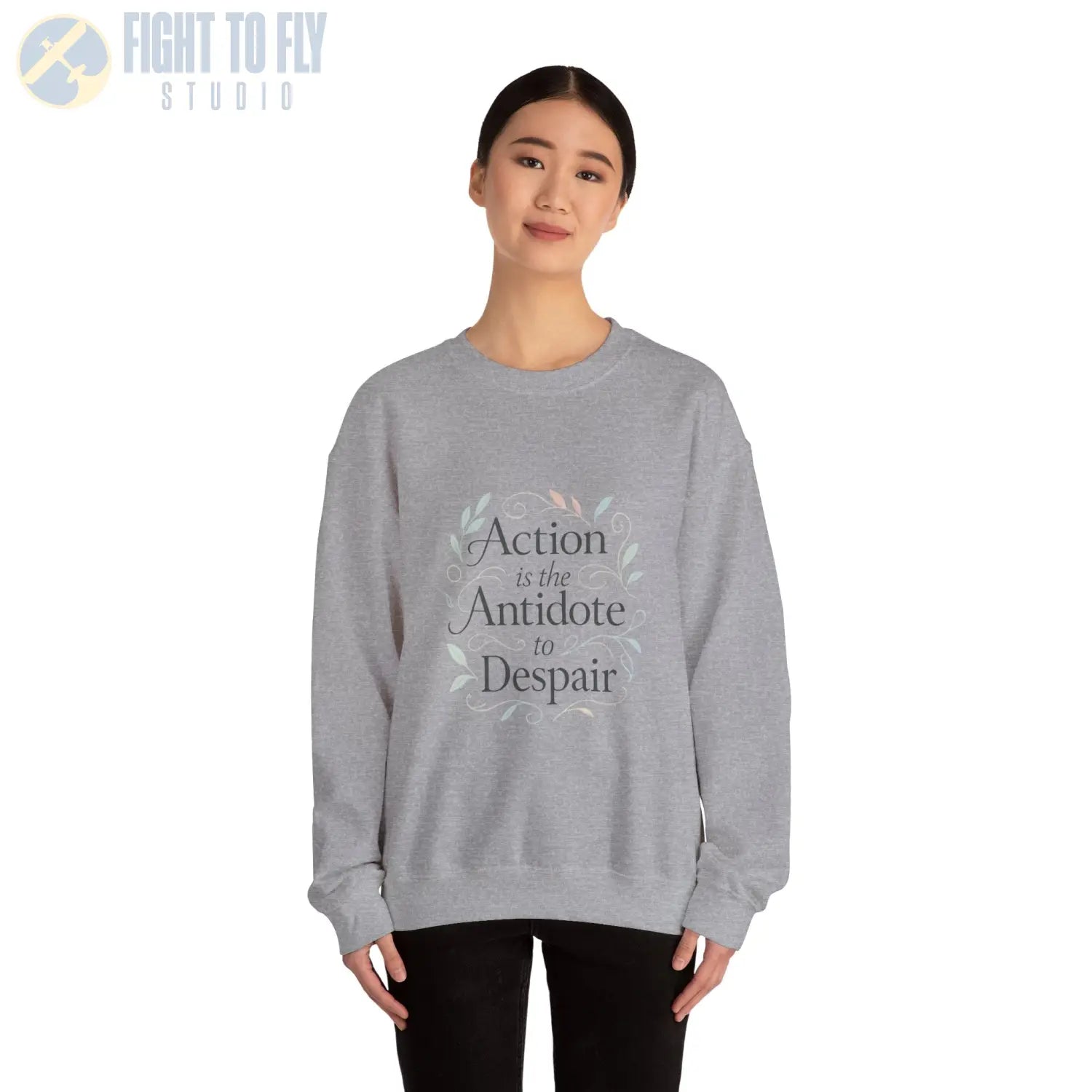 Action Is the Antidote to Despair Crewneck Sweatshirt - Pilot gifts - WWII warbird t-shirt