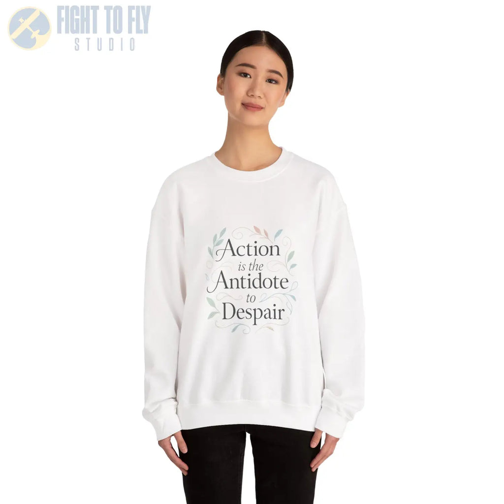 Action Is the Antidote to Despair Crewneck Sweatshirt - Pilot gifts - WWII warbird t-shirt