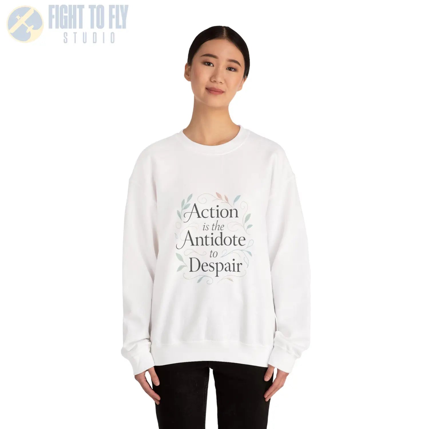 Action Is the Antidote to Despair Crewneck Sweatshirt - Pilot gifts - WWII warbird t-shirt