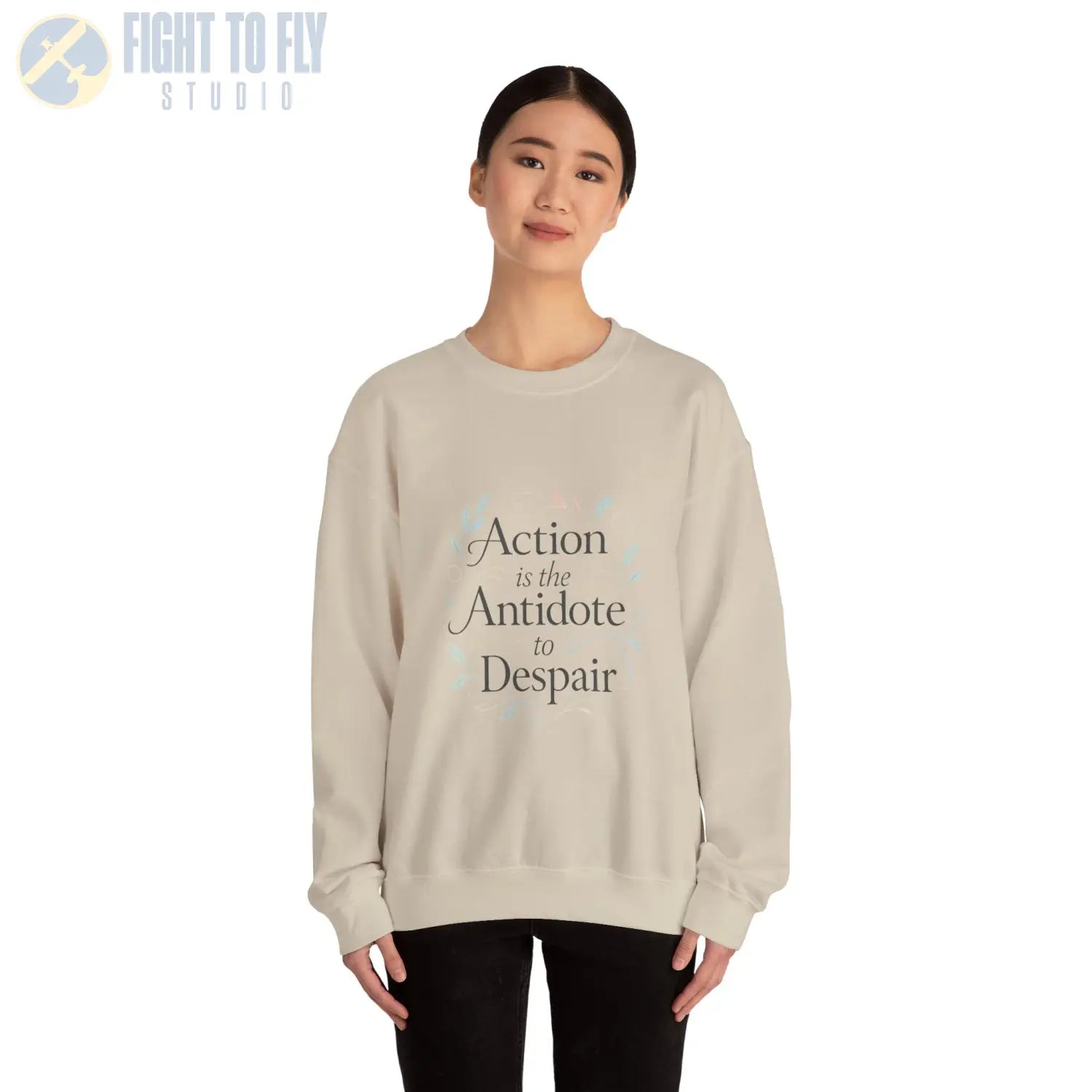 Action Is the Antidote to Despair Crewneck Sweatshirt - Pilot gifts - WWII warbird t-shirt