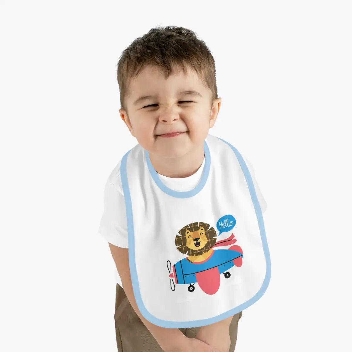 Adorable Baby Bib with Cute Lion Pilot Design - Kids clothes - gifts - WWII warbird t-shirt