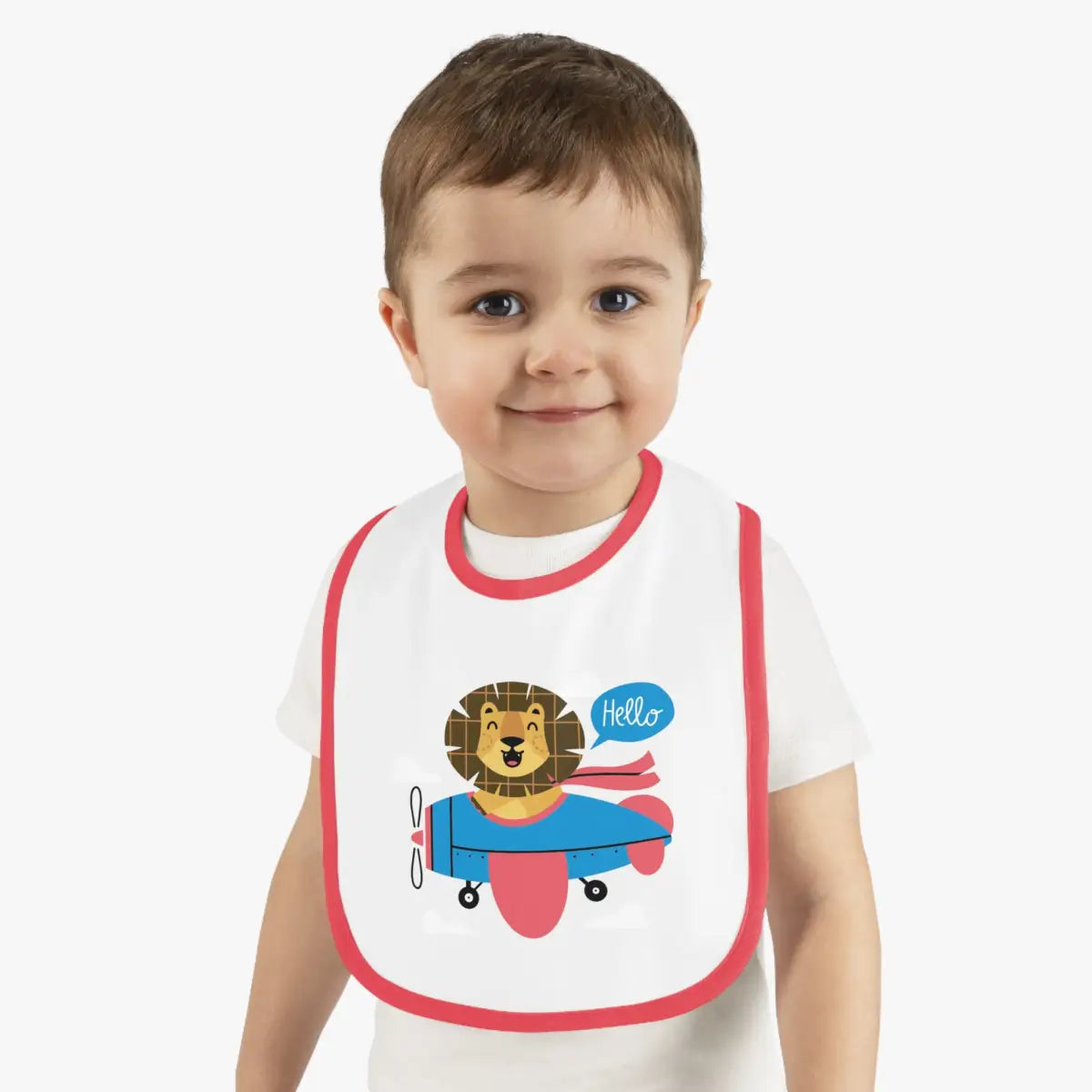 Adorable Baby Bib with Cute Lion Pilot Design - Kids clothes - gifts - WWII warbird t-shirt