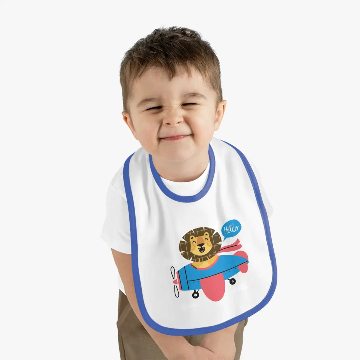 Adorable Baby Bib with Cute Lion Pilot Design - Kids clothes - gifts - WWII warbird t-shirt
