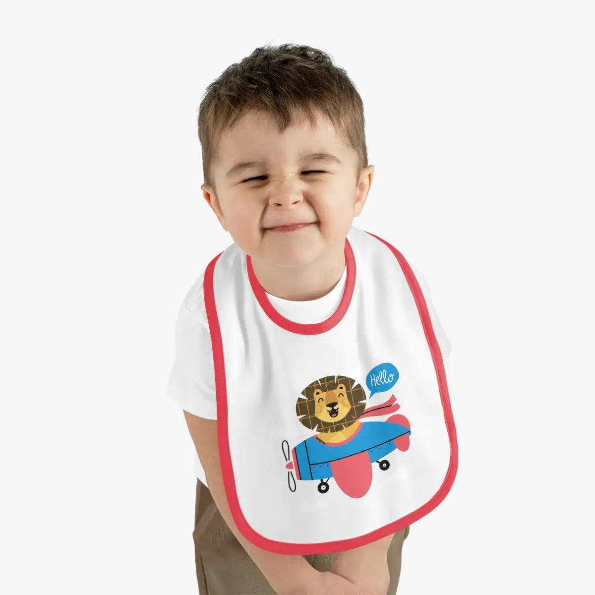 Adorable Baby Bib with Cute Lion Pilot Design - Kids clothes - gifts - WWII warbird t-shirt