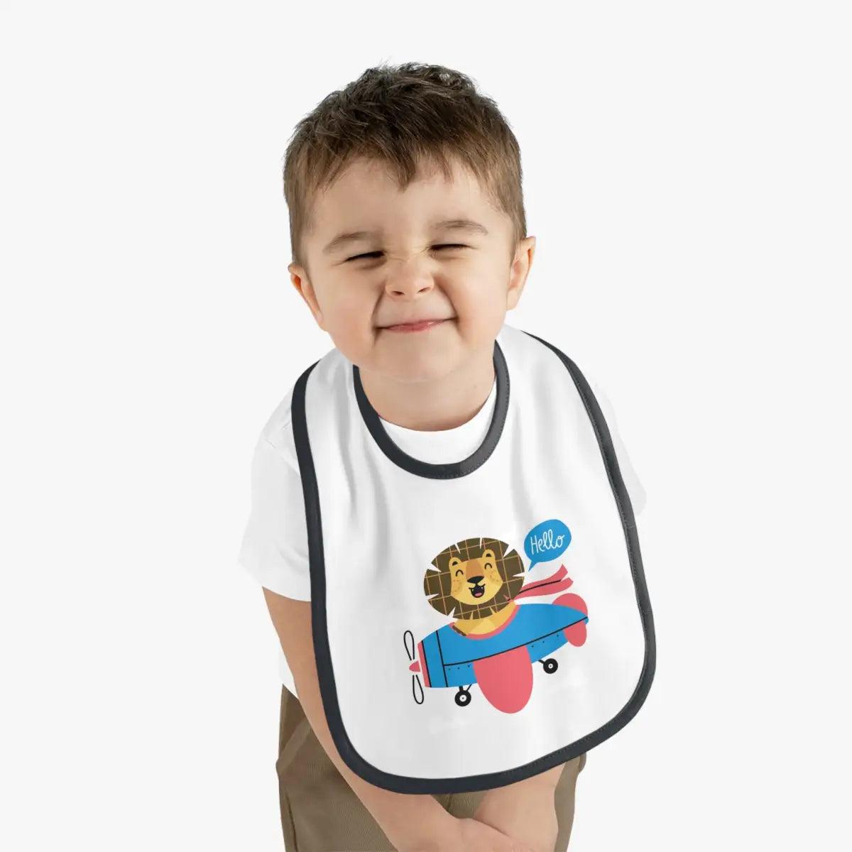 Adorable Baby Bib with Cute Lion Pilot Design - Kids clothes - gifts - WWII warbird t-shirt