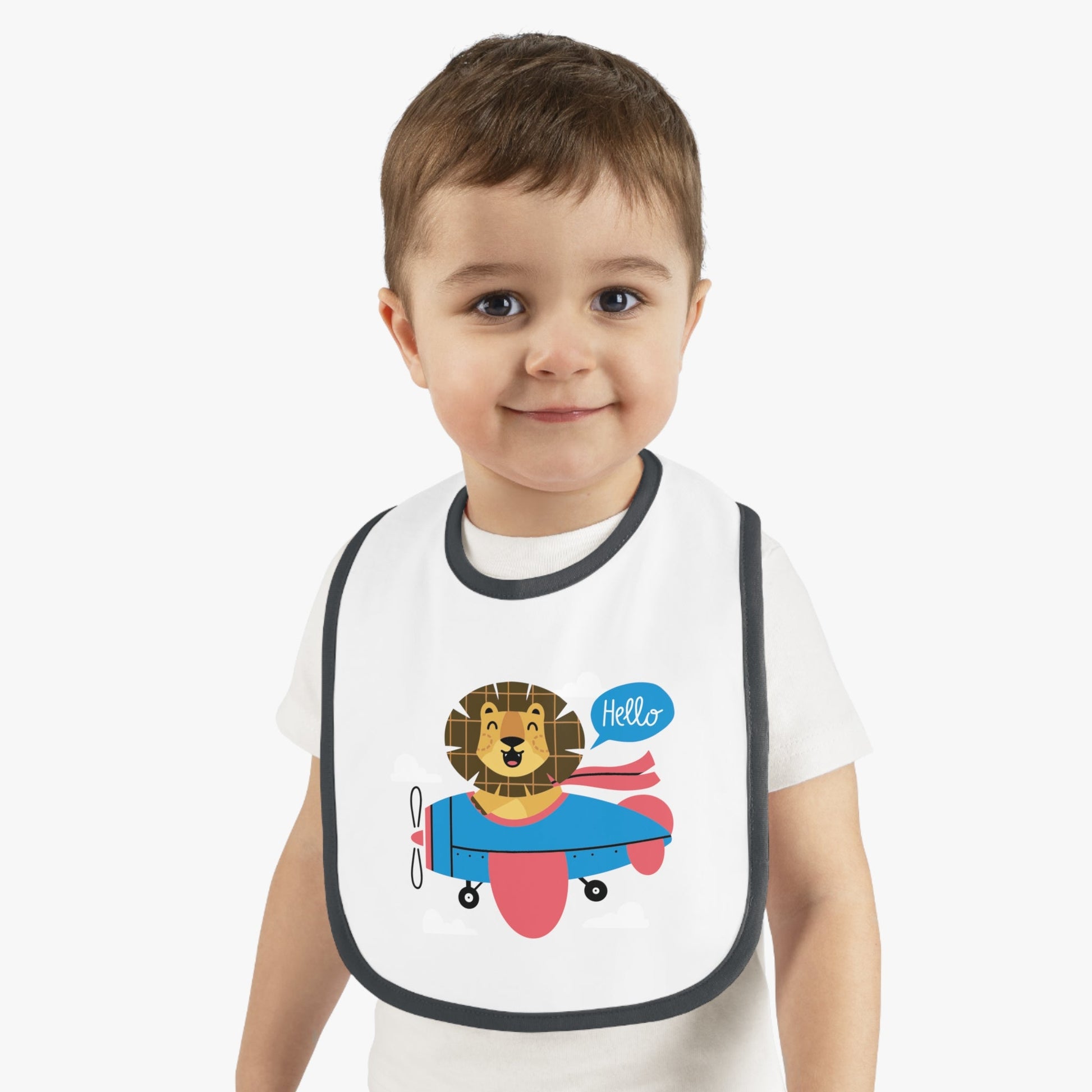 Adorable Baby Bib with Cute Lion Pilot Design - Kids clothes