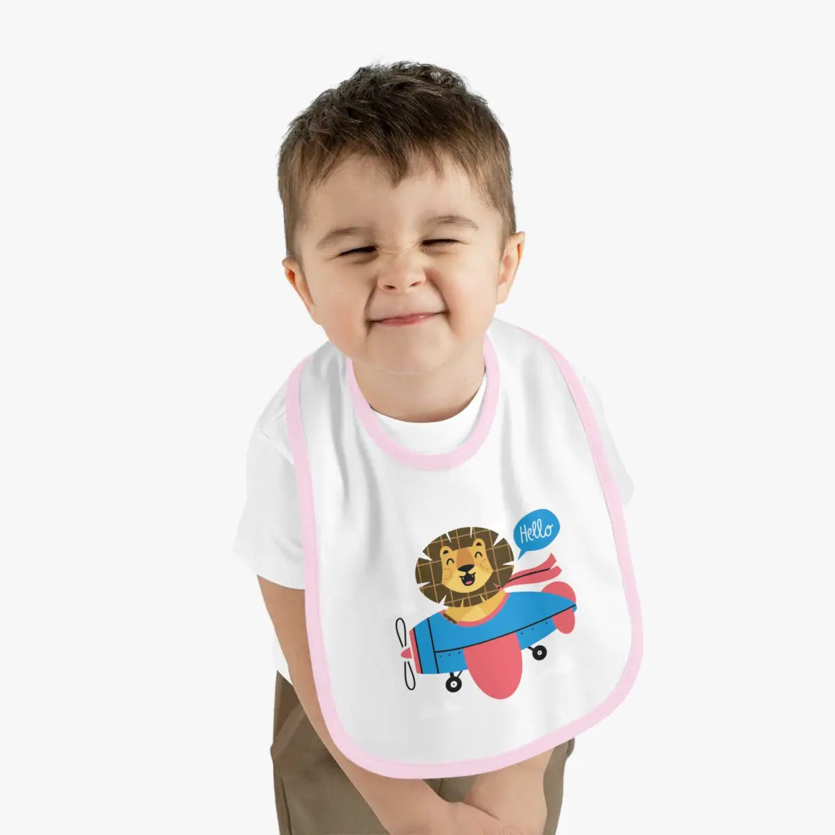 Adorable Baby Bib with Cute Lion Pilot Design - Kids clothes - gifts - WWII warbird t-shirt