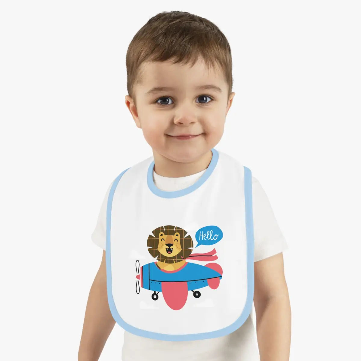 Adorable Baby Bib with Cute Lion Pilot Design - Kids clothes - gifts - WWII warbird t-shirt