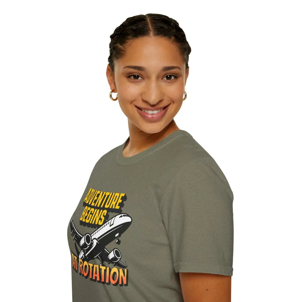 Adventure Begins At Rotation - Tee - T-Shirt - Gifts for pilots - Aviation apparel
