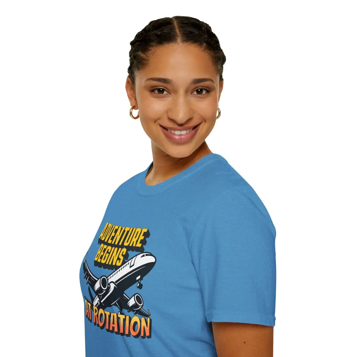 Adventure Begins At Rotation - Tee - T-Shirt - Gifts for pilots - Aviation apparel