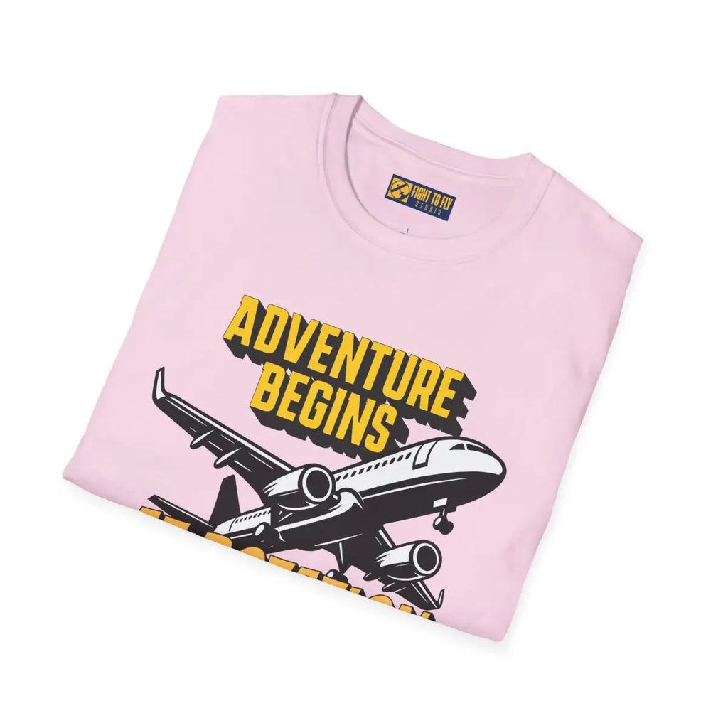 Adventure Begins At Rotation - Tee - T-Shirt - Gifts for pilots - Aviation apparel