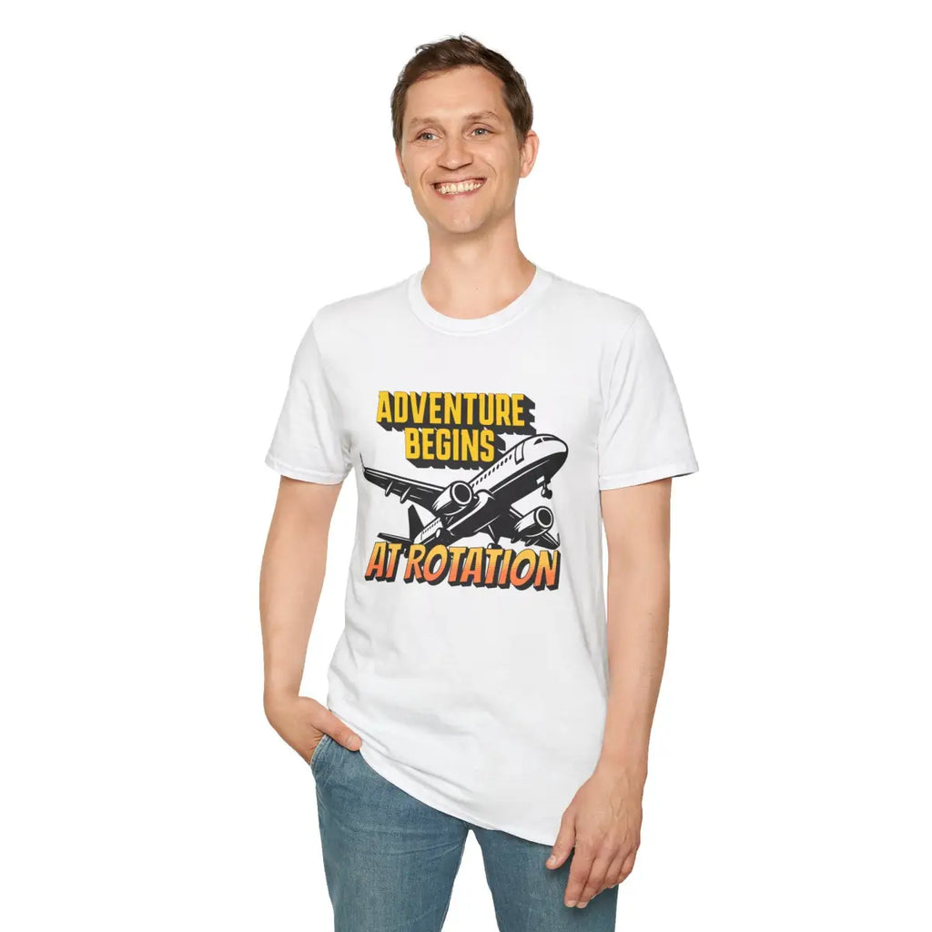 Adventure Begins At Rotation - Tee - T-Shirt - Gifts for pilots - Aviation apparel