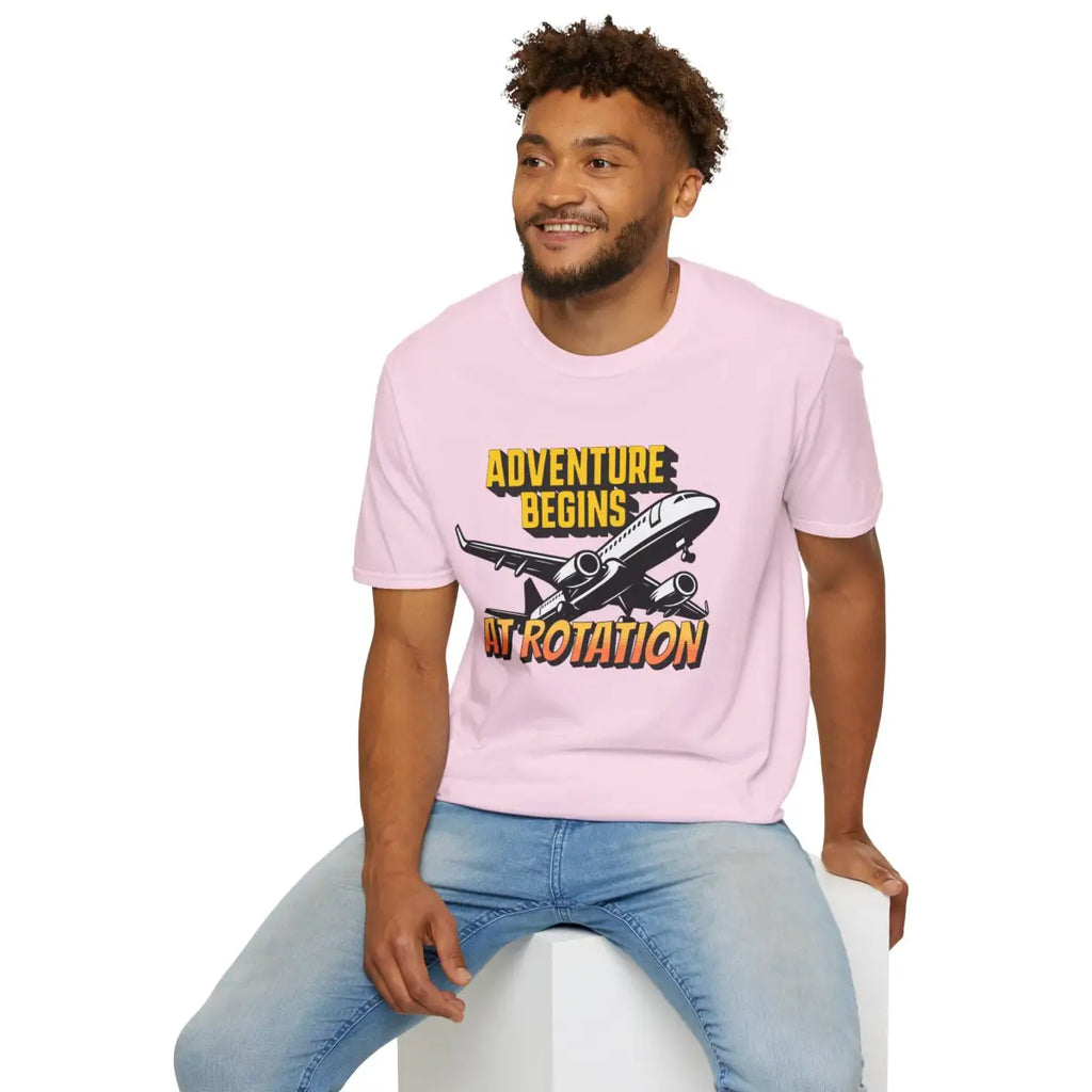 Adventure Begins At Rotation - Tee - T-Shirt - Gifts for pilots - Aviation apparel