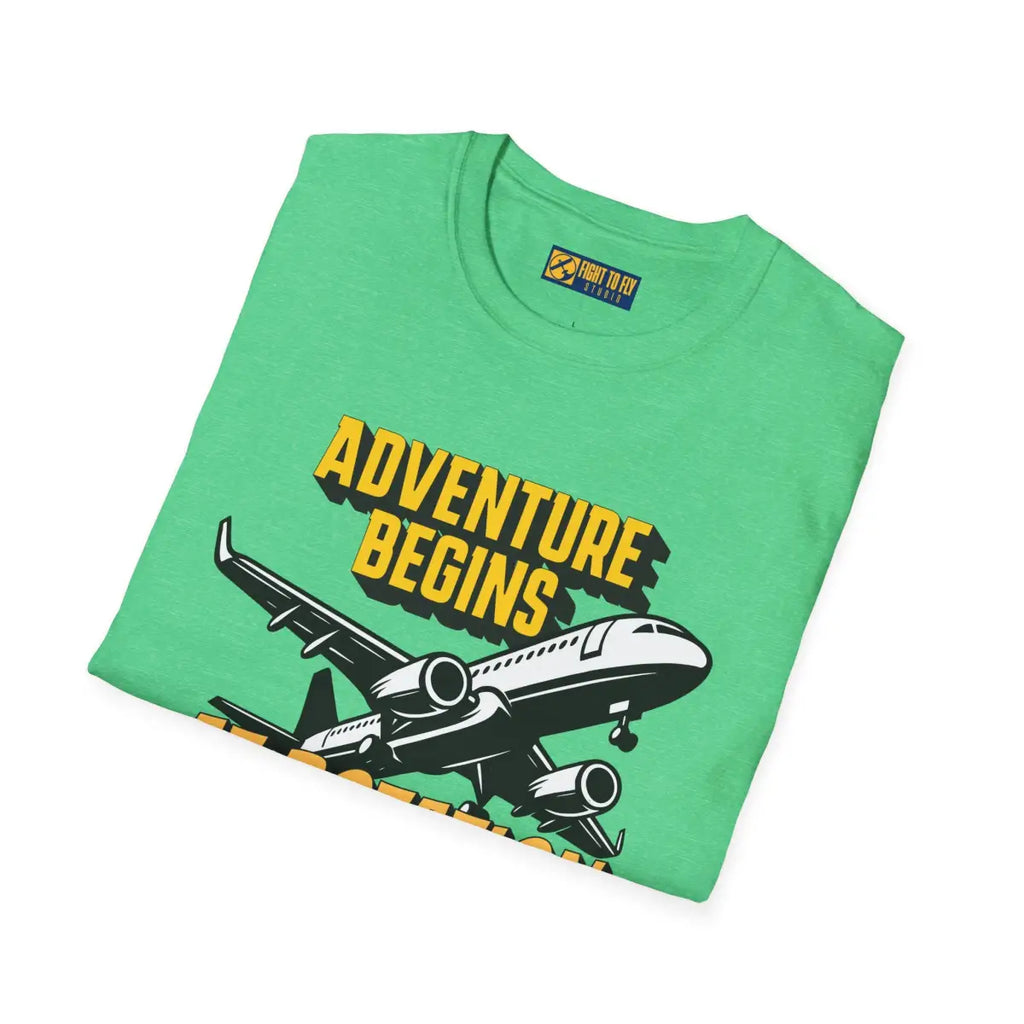 Adventure Begins At Rotation - Tee - T-Shirt - Gifts for pilots - Aviation apparel