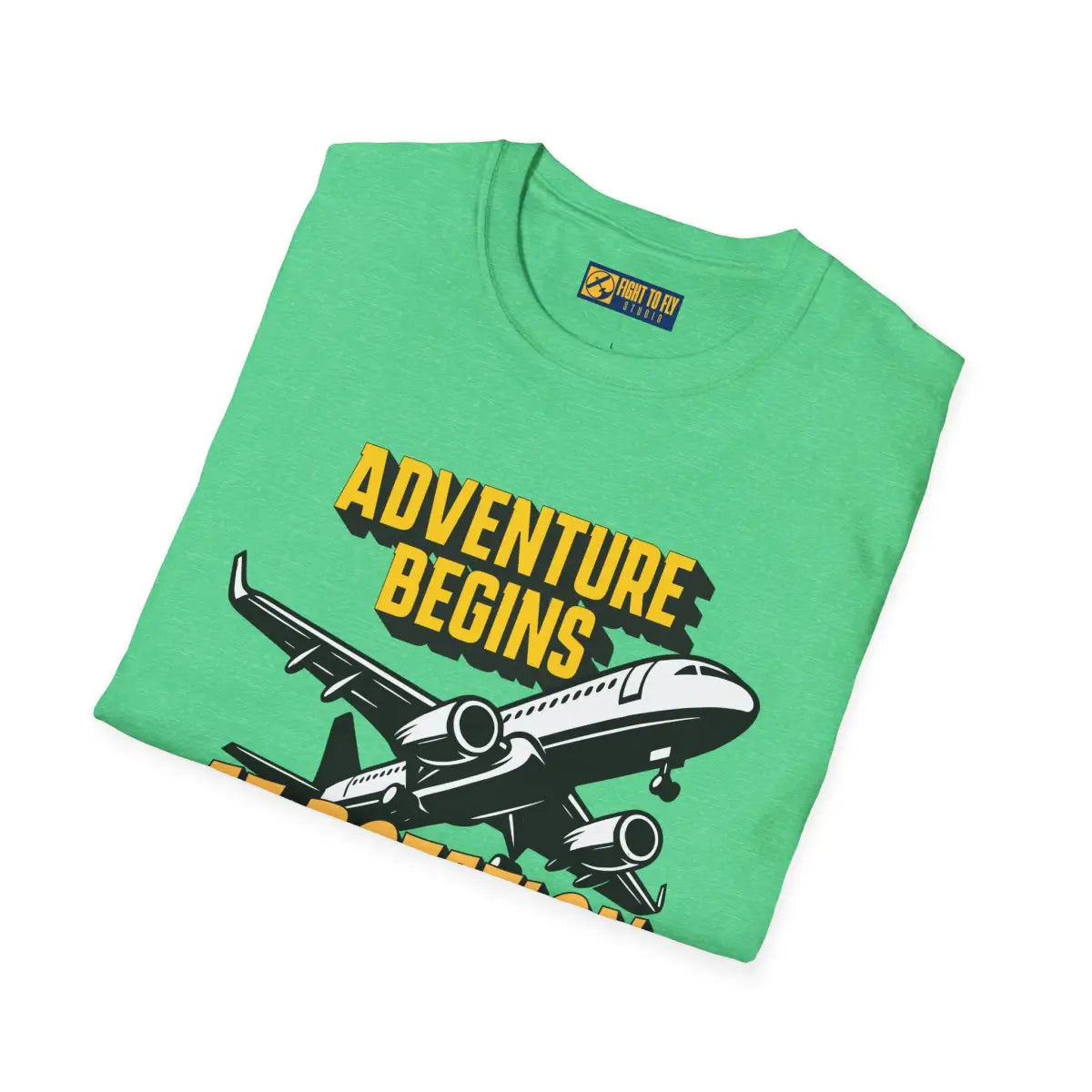 Adventure Begins At Rotation - Tee - T-Shirt - Gifts for pilots - Aviation apparel