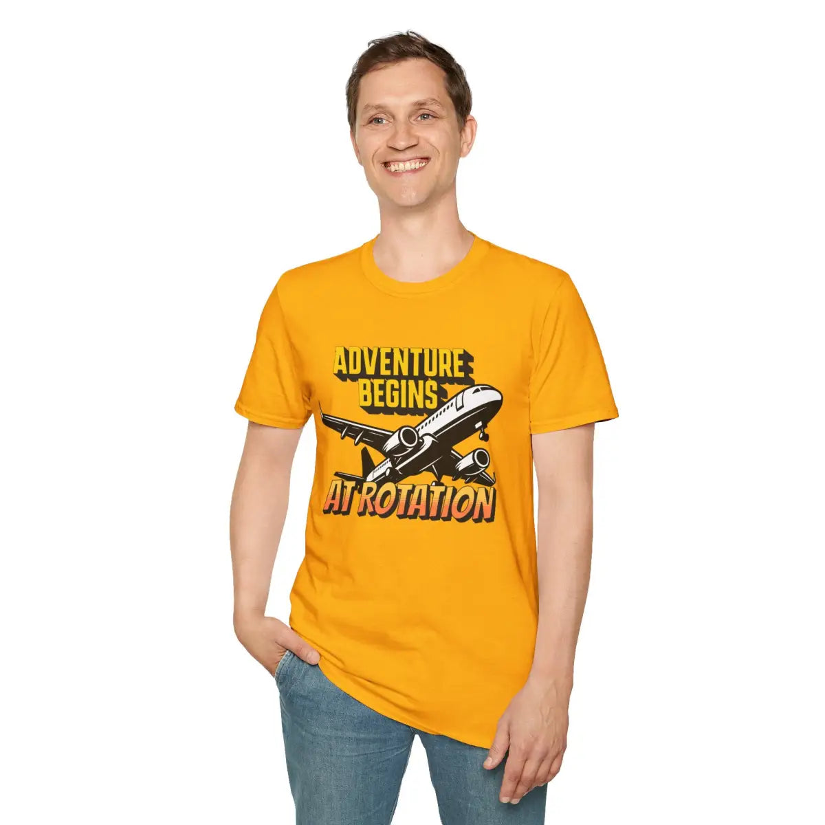 Adventure Begins At Rotation - Tee - T-Shirt - Gifts for pilots - Aviation apparel