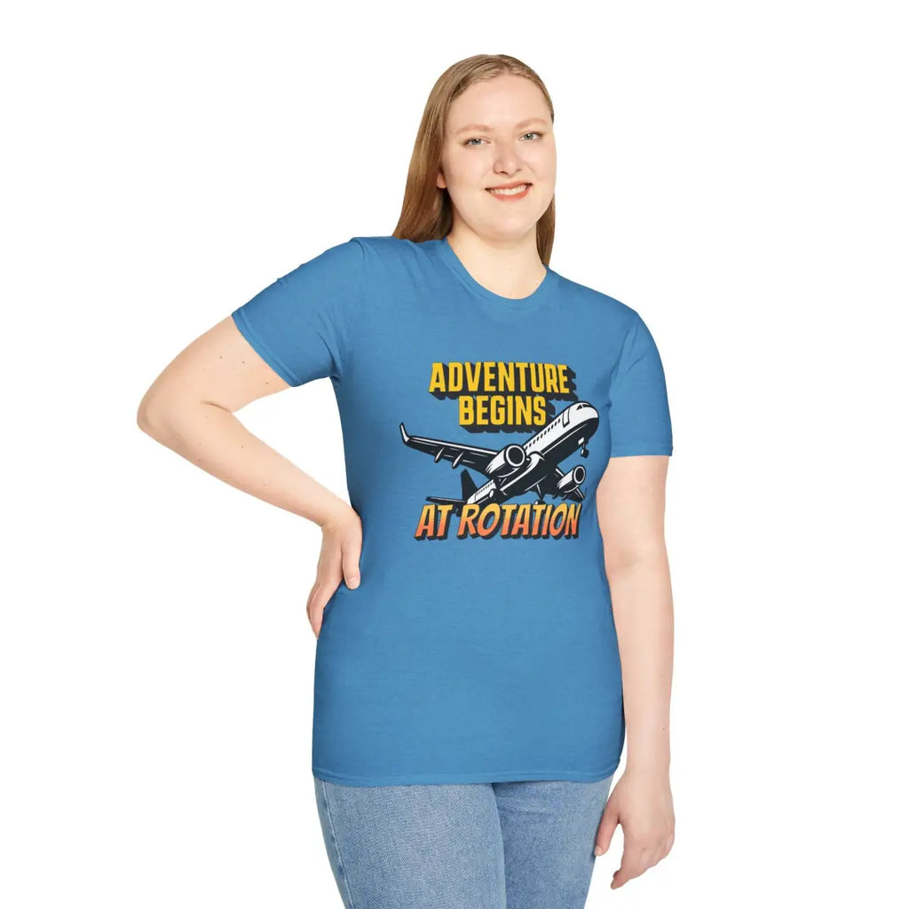Adventure Begins At Rotation - Tee - T-Shirt - Gifts for pilots - Aviation apparel