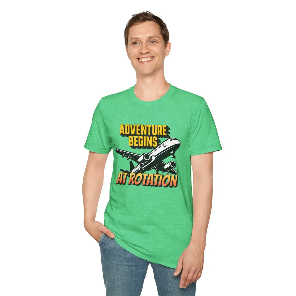 Adventure Begins At Rotation - Tee - T-Shirt - Gifts for pilots - Aviation apparel