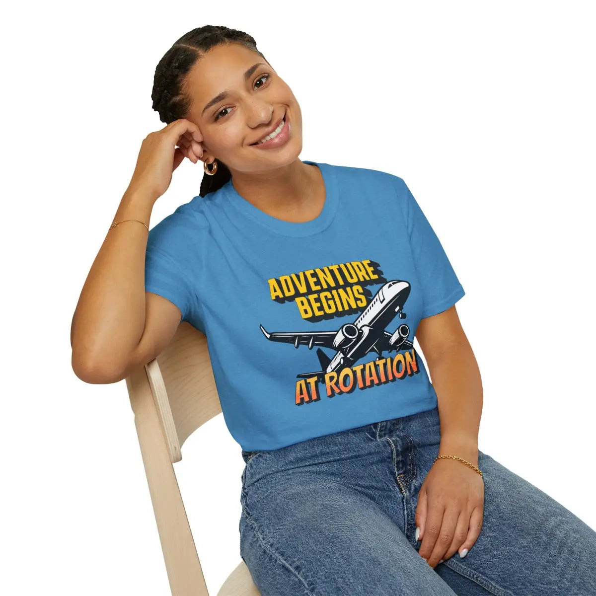 Adventure Begins At Rotation - Tee - T-Shirt - Gifts for pilots - Aviation apparel