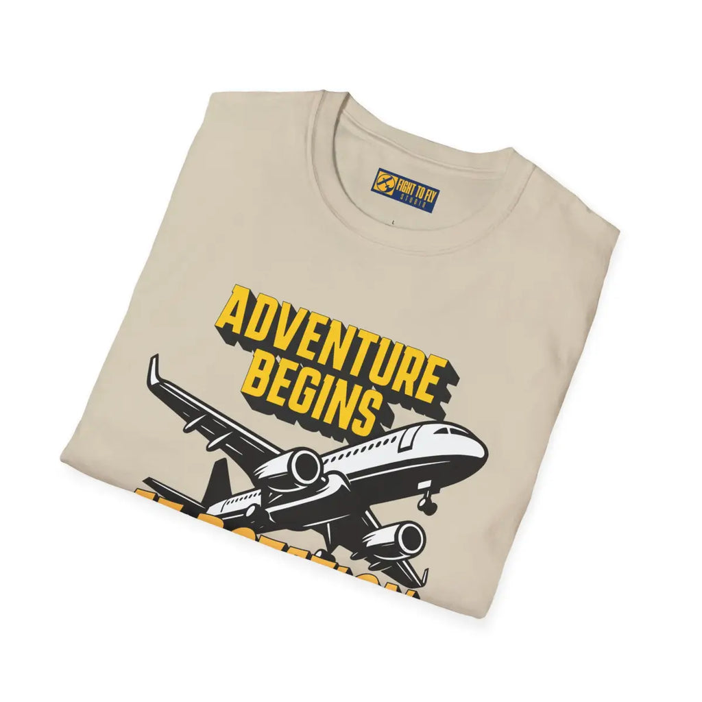 Adventure Begins At Rotation - Tee - T-Shirt - Gifts for pilots - Aviation apparel