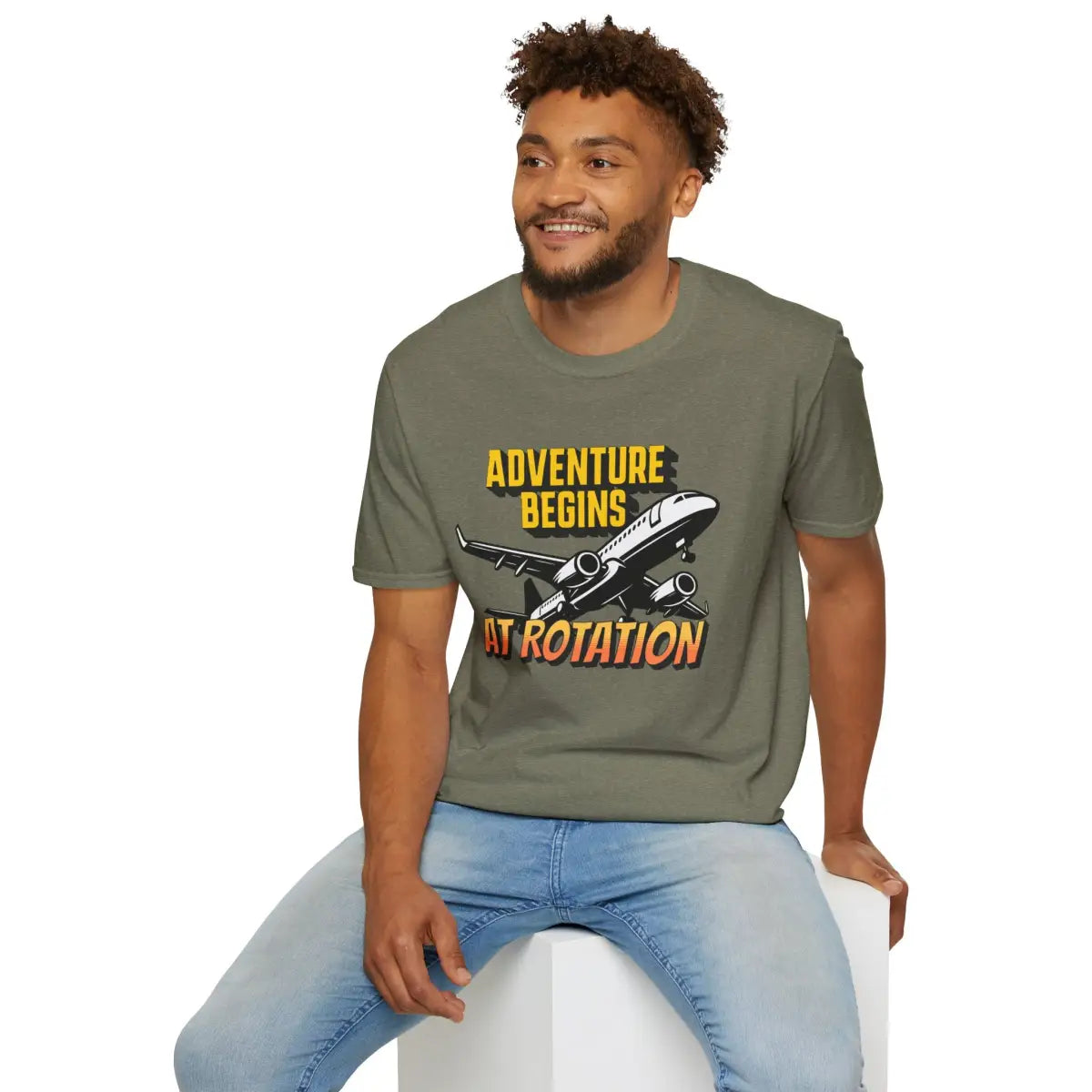 Adventure Begins At Rotation - Tee - T-Shirt - Gifts for pilots - Aviation apparel