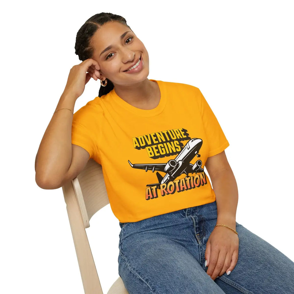 Adventure Begins At Rotation - Tee - T-Shirt - Gifts for pilots - Aviation apparel