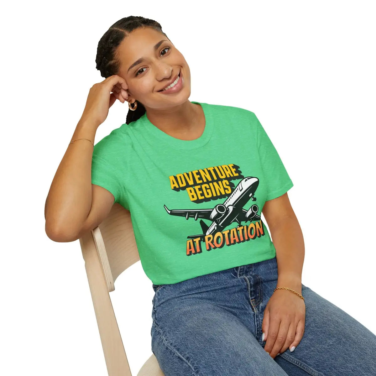 Adventure Begins At Rotation - Tee - T-Shirt - Gifts for pilots - Aviation apparel