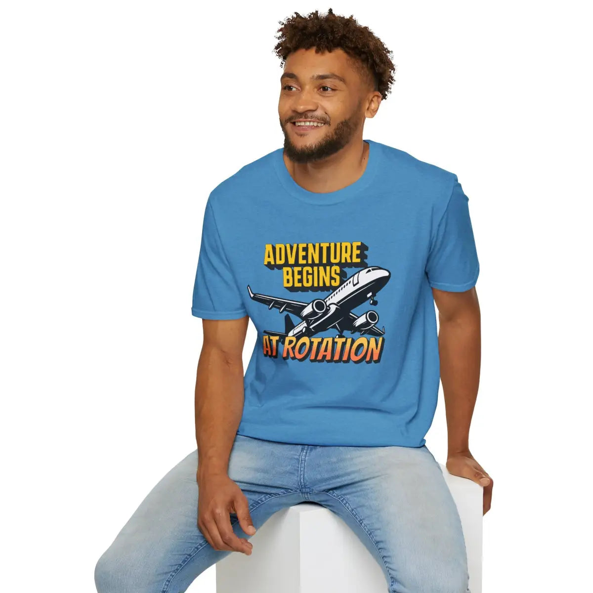 Adventure Begins At Rotation - Tee - T-Shirt - Gifts for pilots - Aviation apparel
