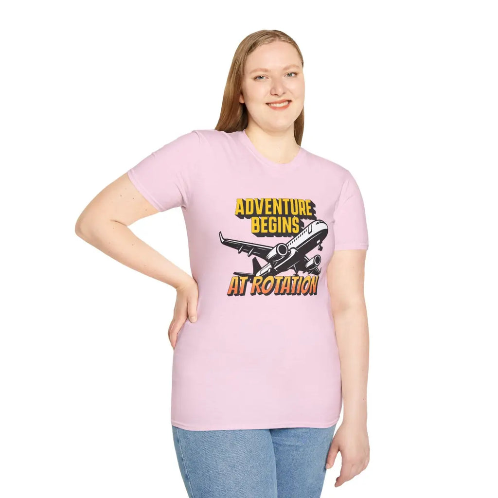 Adventure Begins At Rotation - Tee - T-Shirt - Gifts for pilots - Aviation apparel
