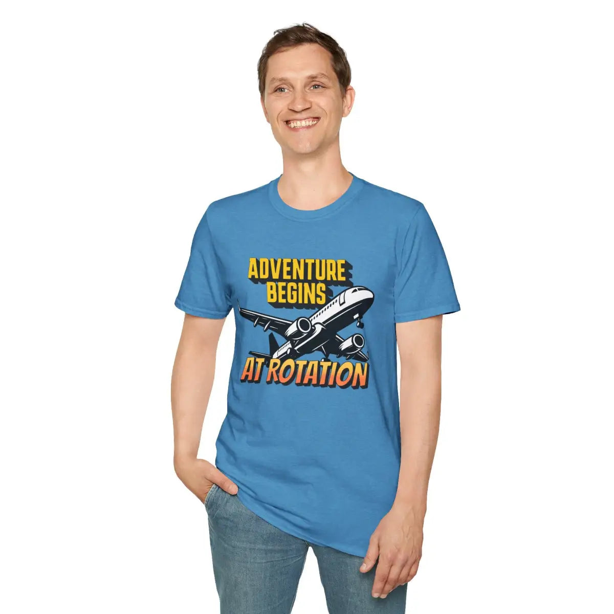 Adventure Begins At Rotation - Tee - T-Shirt - Gifts for pilots - Aviation apparel