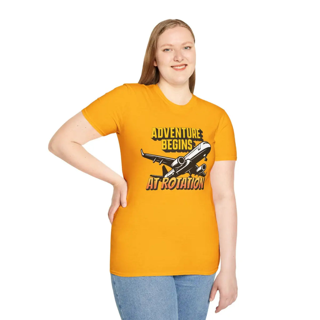 Adventure Begins At Rotation - Tee - T-Shirt - Gifts for pilots - Aviation apparel