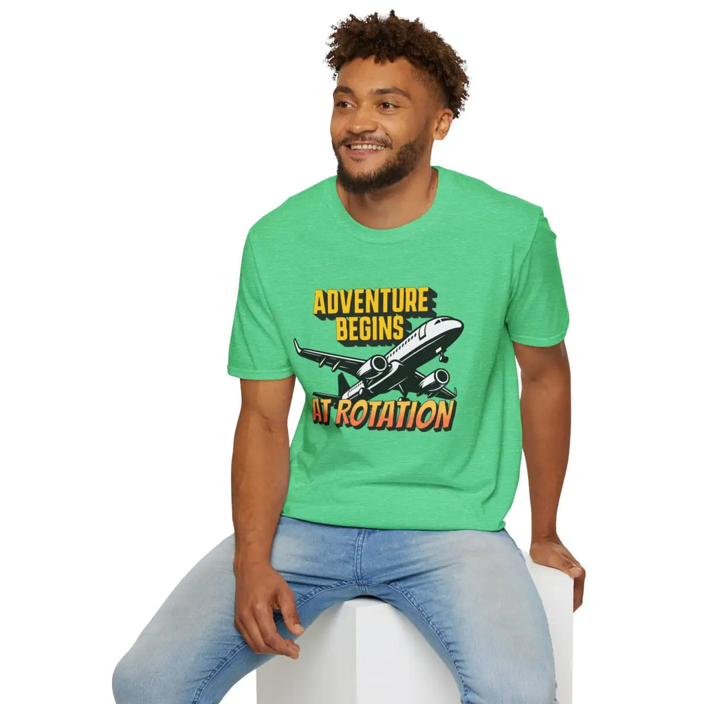 Adventure Begins At Rotation - Tee - T-Shirt - Gifts for pilots - Aviation apparel